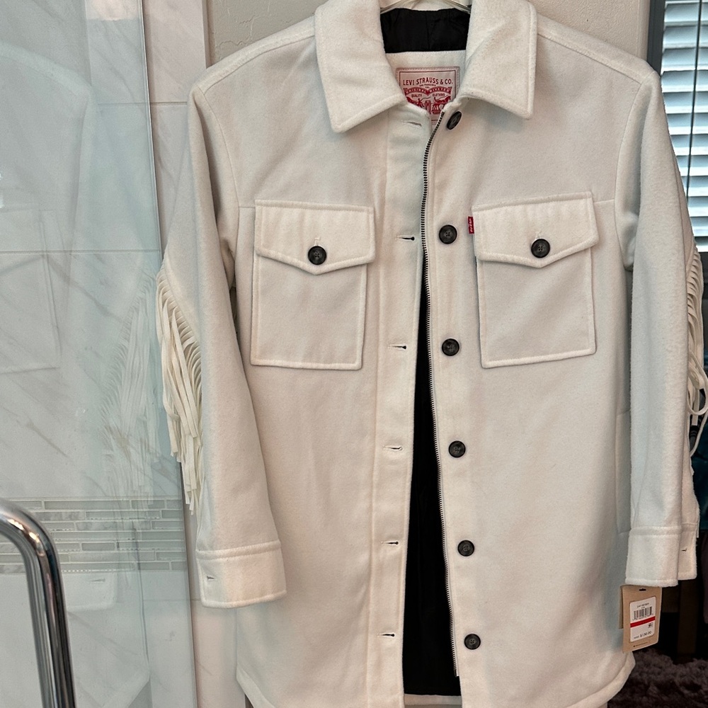 Levi's  Cream Fringe Shirt Jacket NWT